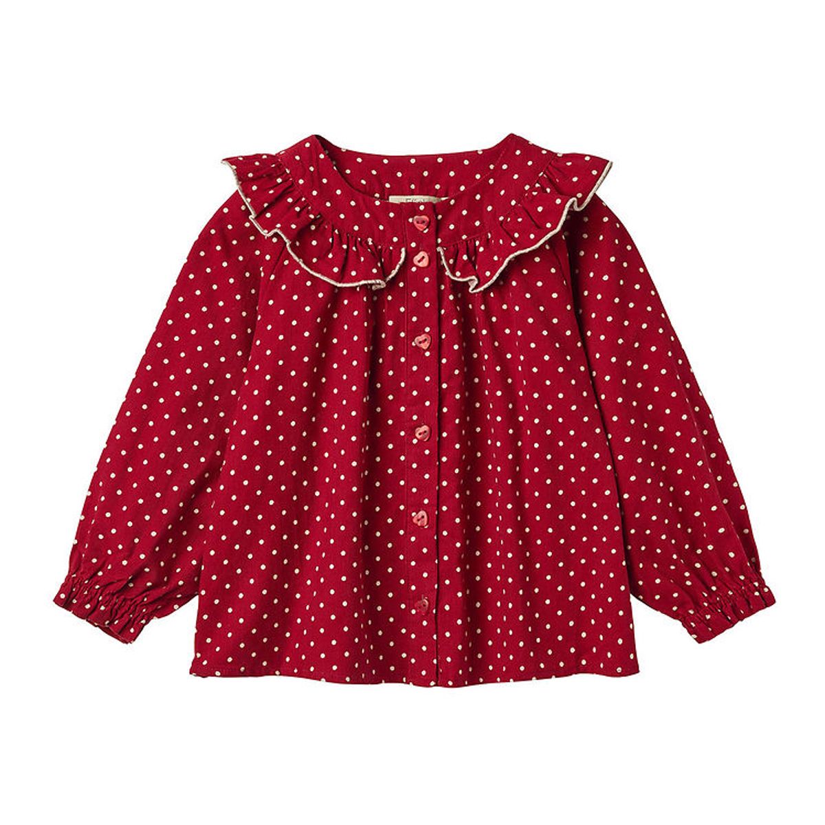 Fliink Bluse - Fløjl - Dolly Dot - Pompeian Red