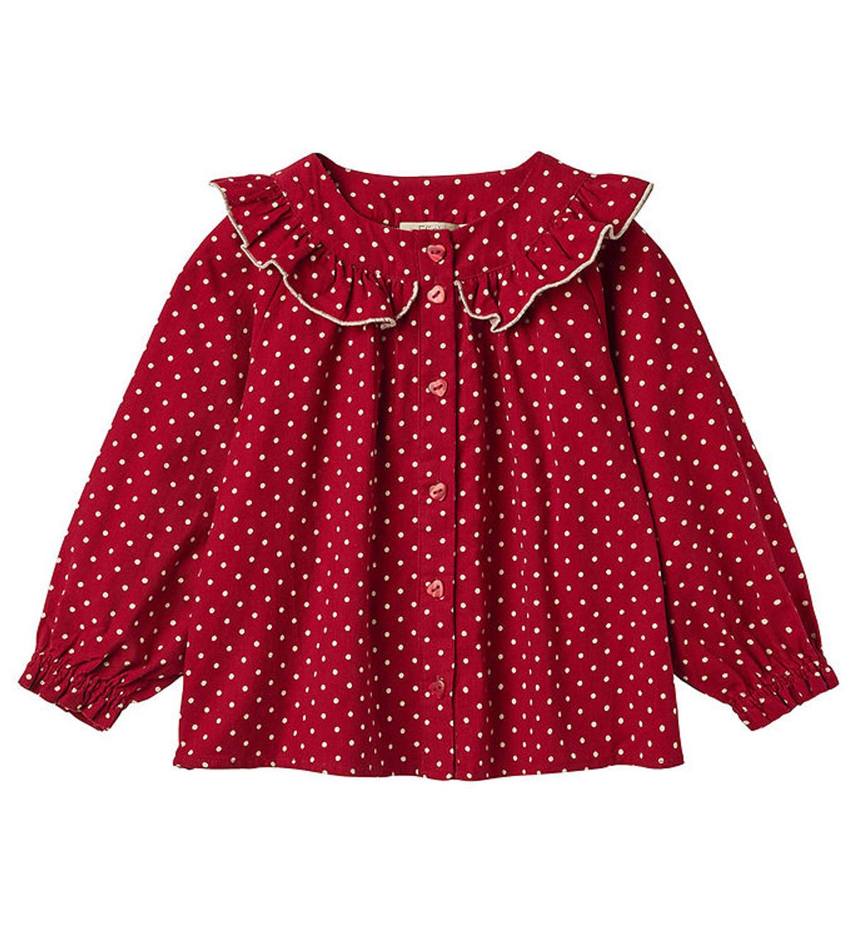 Fliink Bluse - Fløjl - Dolly Dot - Pompeian Red