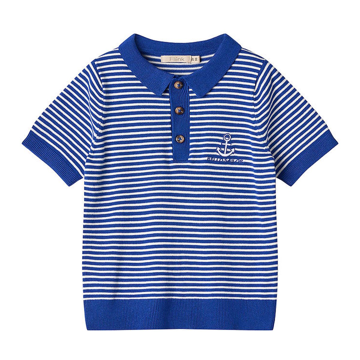 Fliink Polo - Strik - Anchor - Mazerine Blue m. Broderi