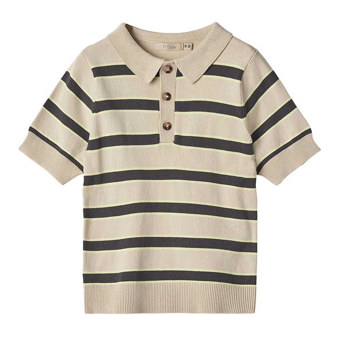 Fliink Polo - Strik - Favo - Sandshell/Magnet Stripe