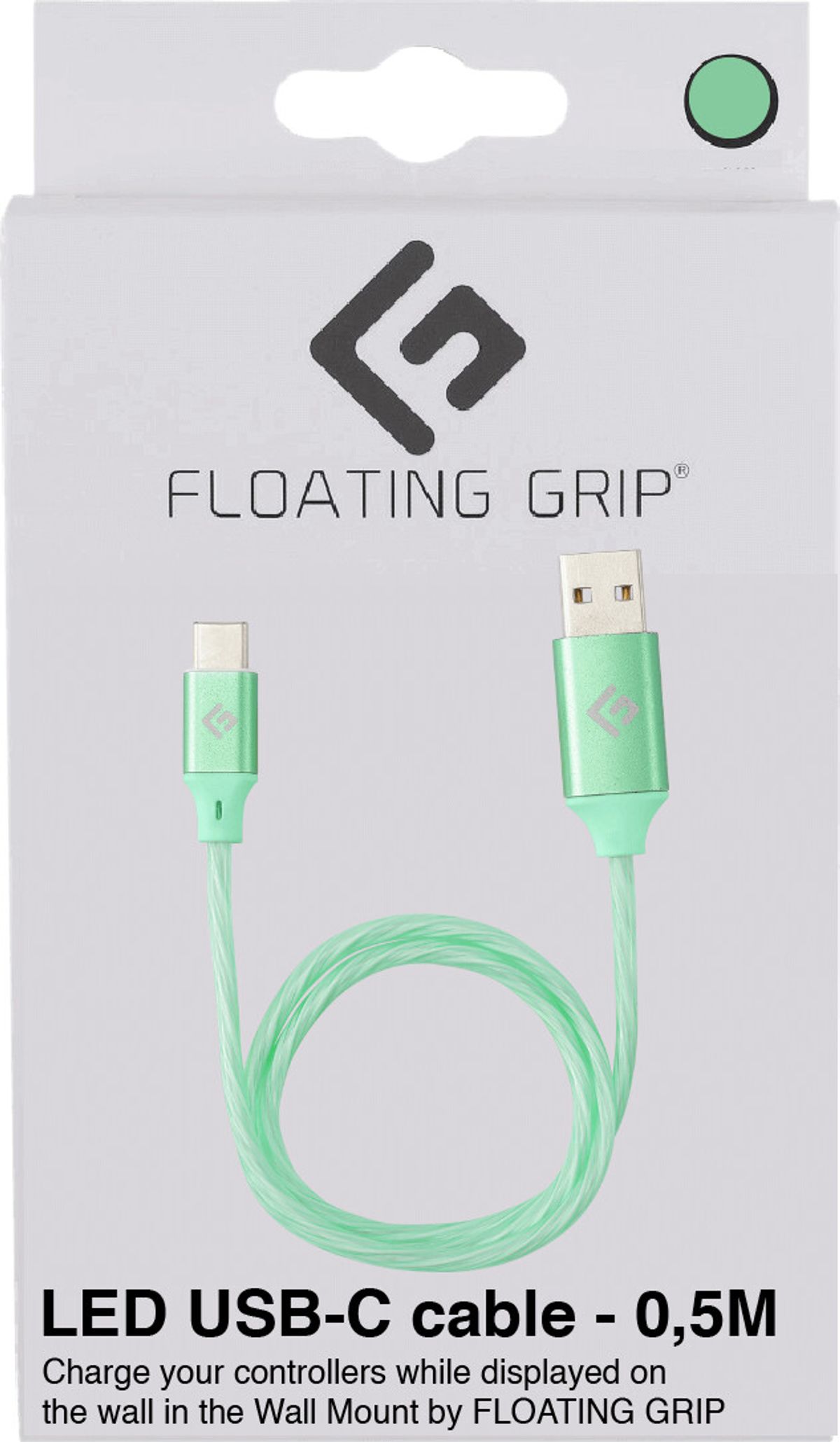 Floating Grip - Led Usb-c Kabel - 0,5 Meter - Grøn