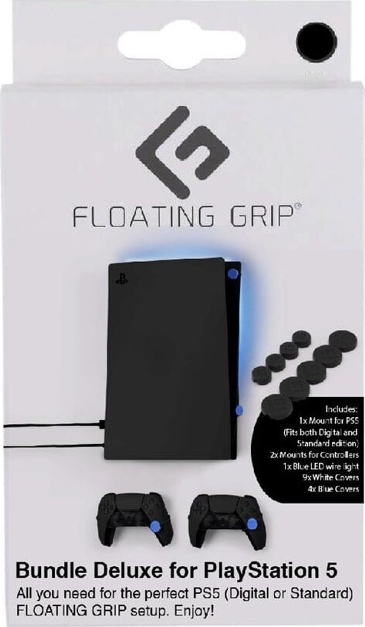 Floating Grip - Ps5 Wall Mount Sæt Inkl. Silikone Covers - Sort