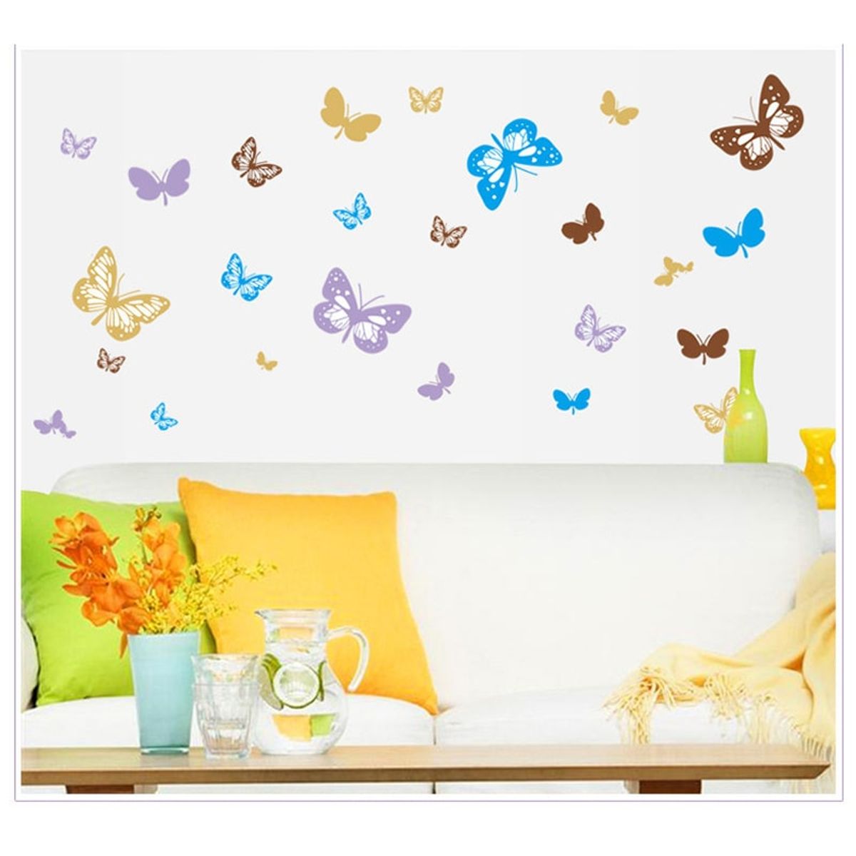 Flot sommerfugle wallsticker. 30 farverige sommerfugle.