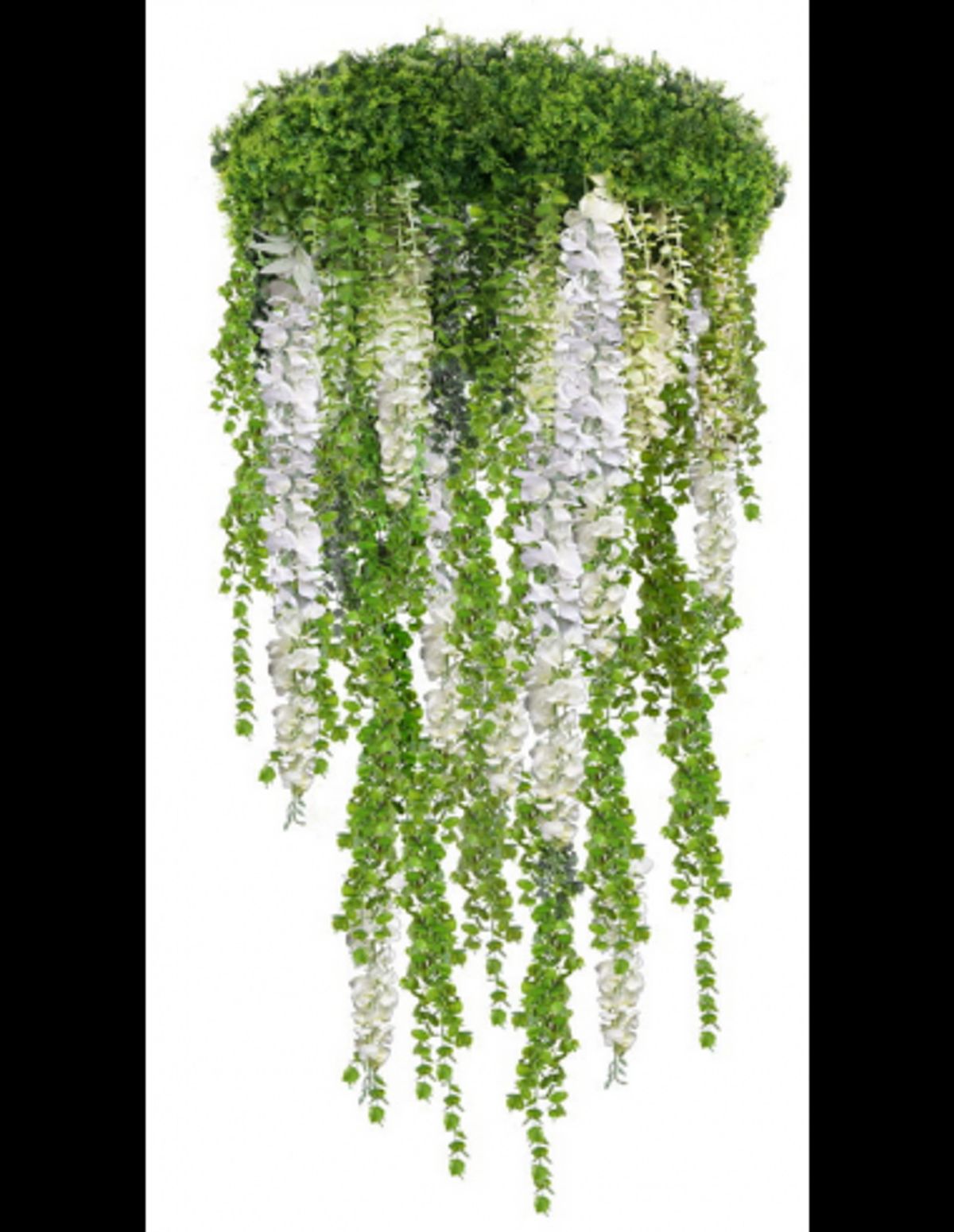 Flower Rain svævende have i kunstige planter Ø140 cm - Grøn/Hvid