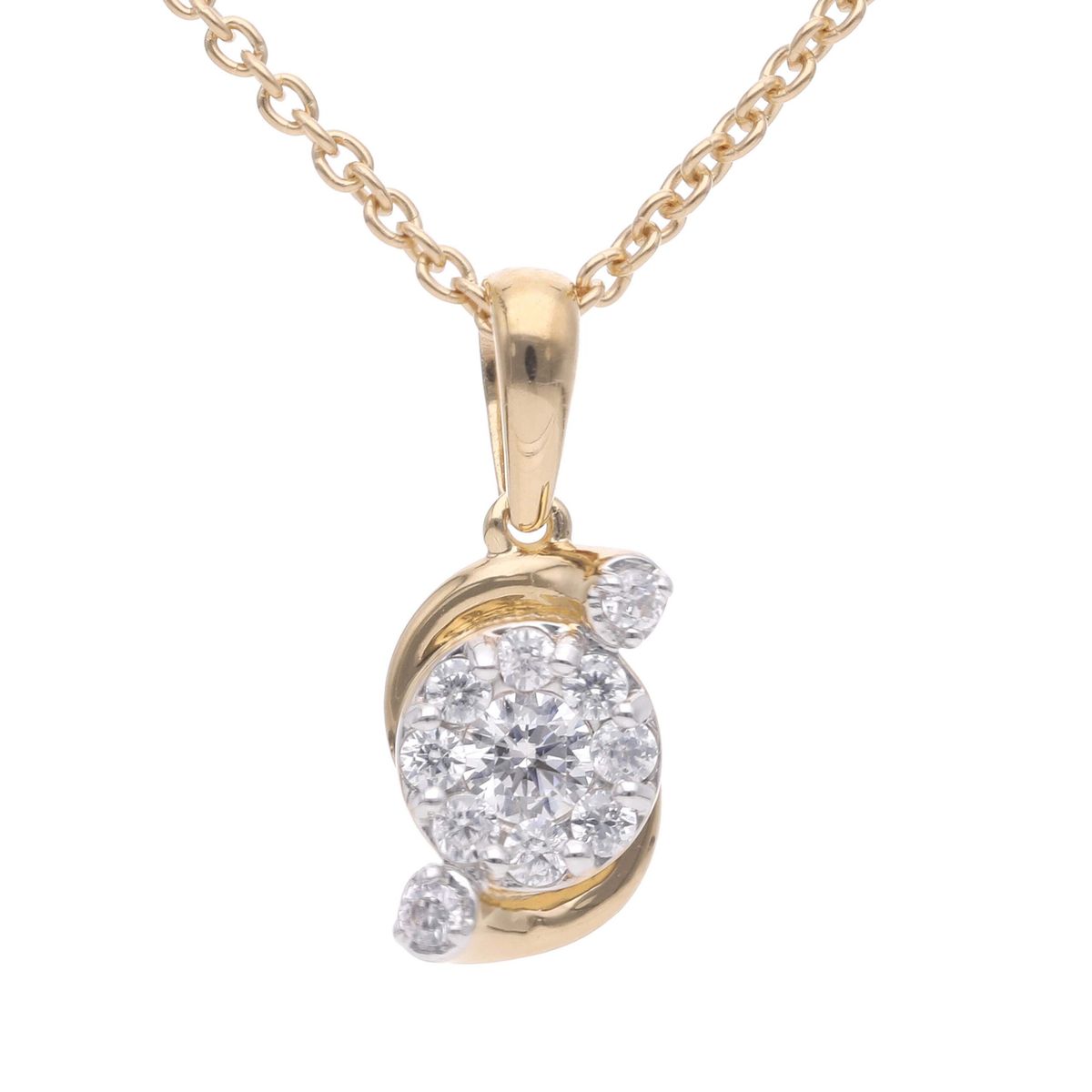 "Flower twist" Diamantvedhæng i 14 kt. Guld-eller hvidguld, 0.20 ct. diamanter Inkl. kæde