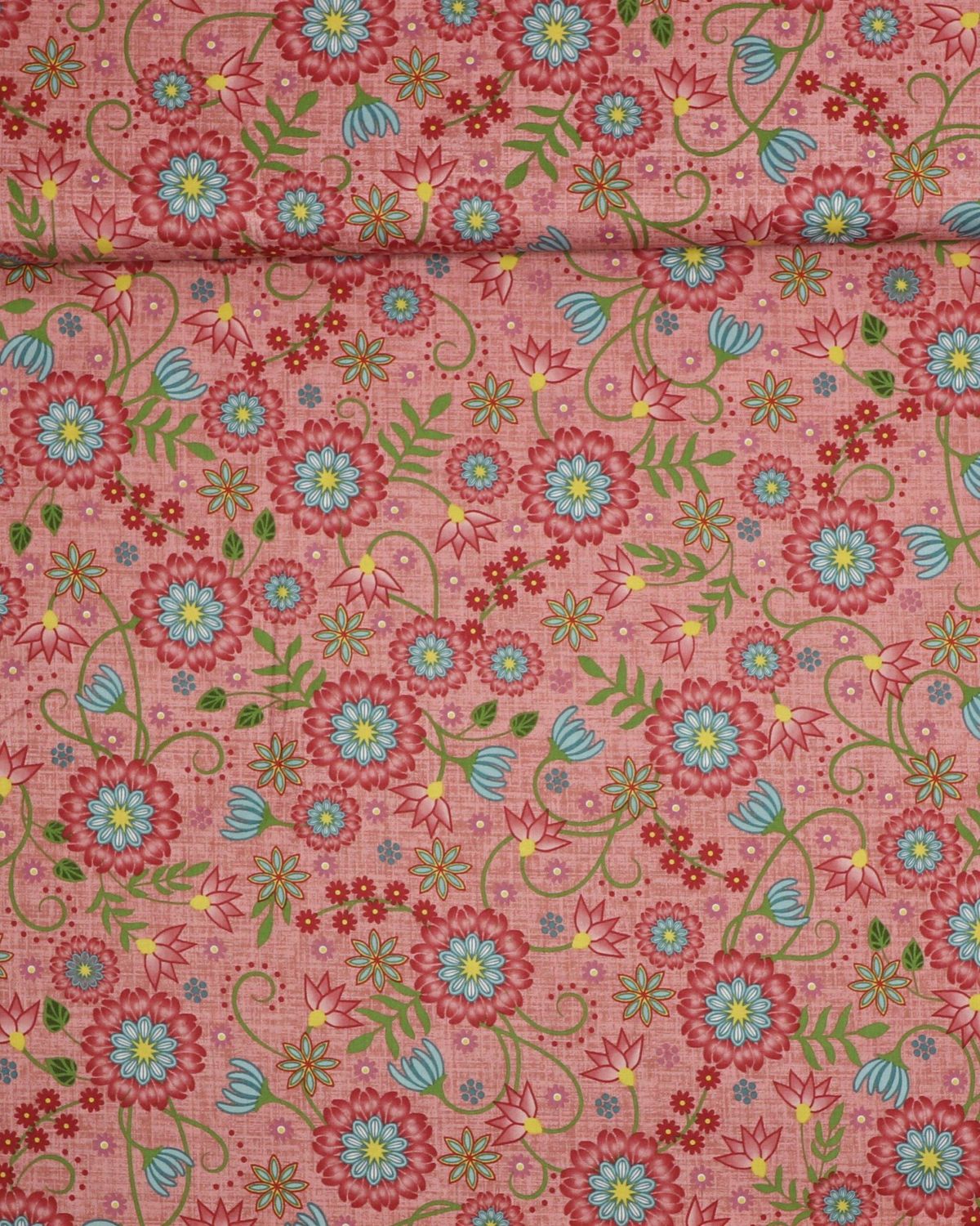 Flower & vine, blomster på rosa - Patchwork - 100% Bomuld