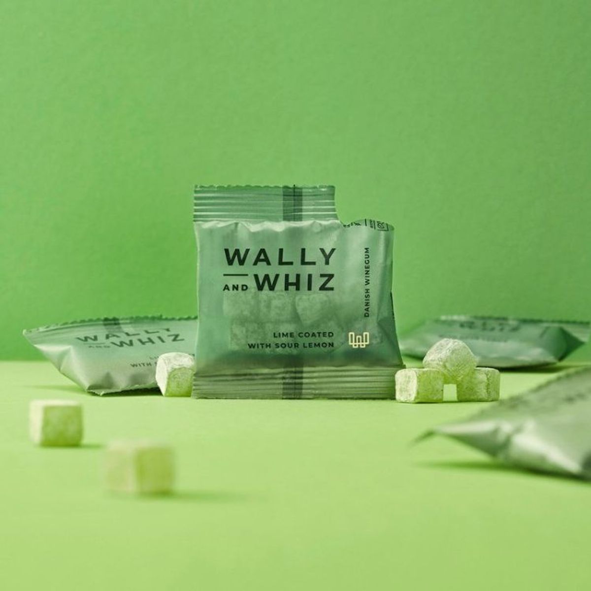 Flowpack Wally & Whiz vingummi - Lime m. syrlig citron