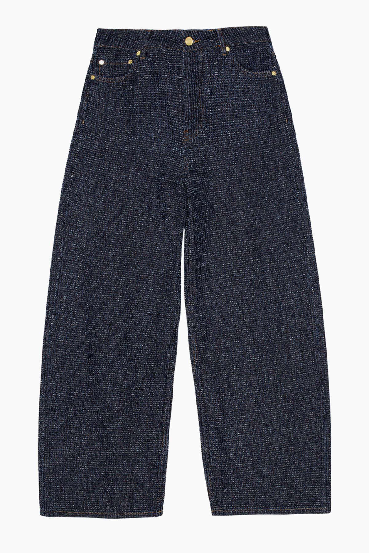 Fluffy Denim Wide Jeans J1542 - Rinse - GANNI - Blå 27