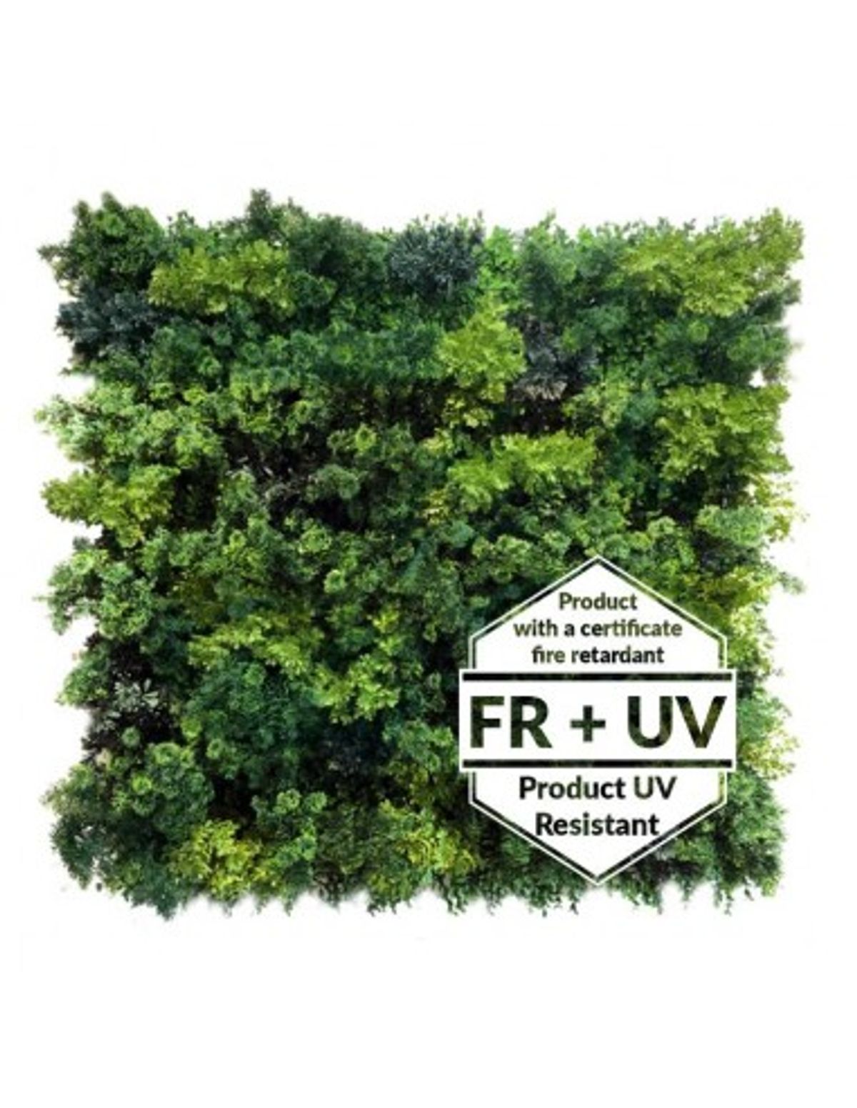 Fluffy Mesh Plantevæg med kunstige planter brandhæmmet og UV resistent 100 x 50 cm