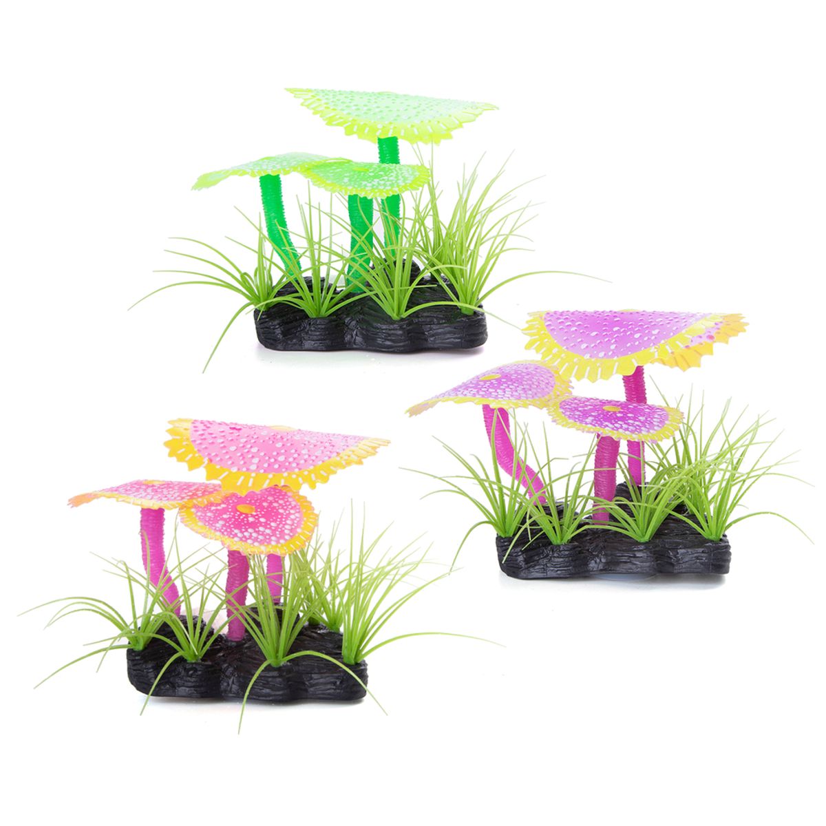 Fluorescerende Akvatiske Planter - 15,5 x 11 cm - Rød/Grøn/Lilla