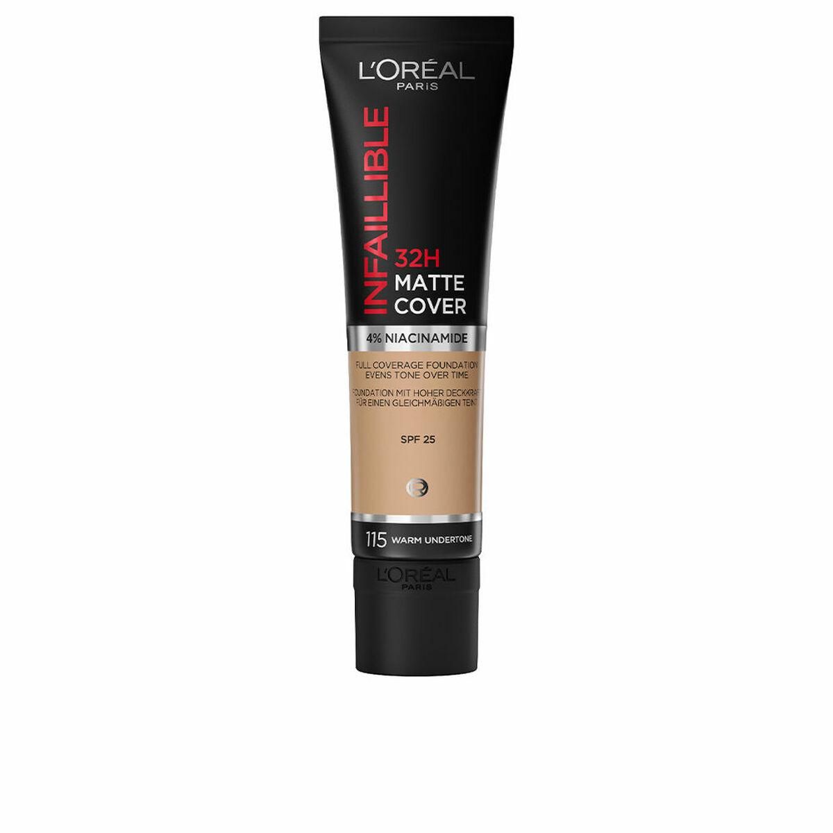 Flydende makeup foundation L'Oreal Make Up Infalible 32H Matte Cover Nº 115 warm undertone Spf 25