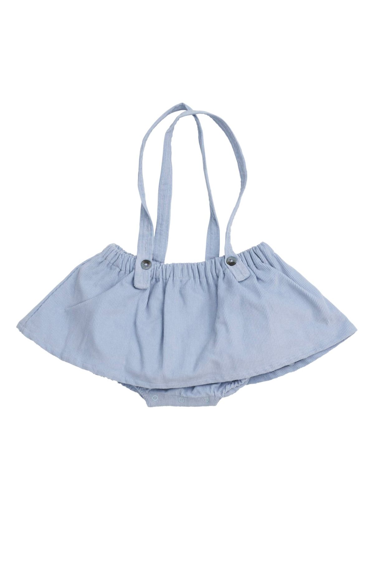 FLØJLSNEDERDEL MED FASTSYET BLOOMERS - DUSTY BLUE - DUSTY BLUE / 50