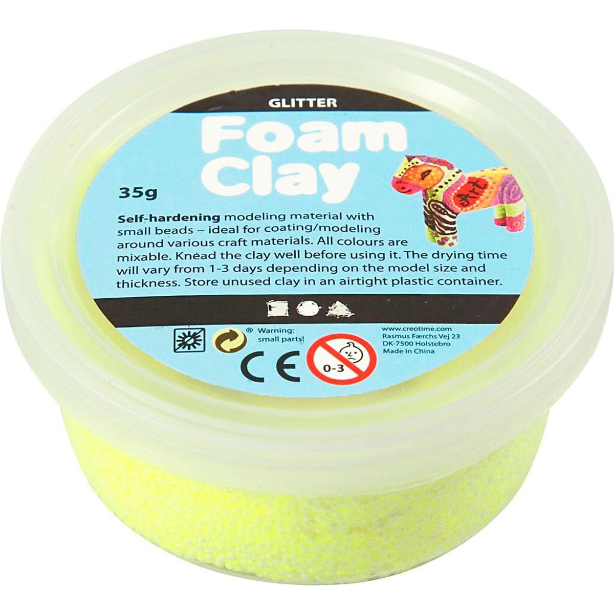 Foam Clay®, gul, glitter, 35g