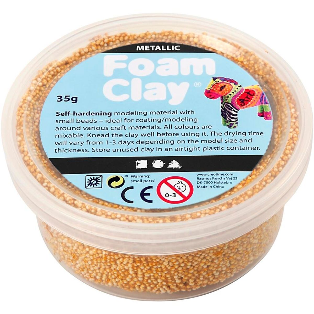 Foam Clay, guld, glitter, 35 g