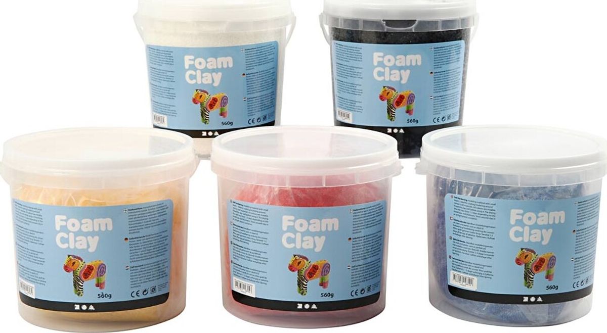 Foam Clay - Modellervoks Sæt - Primærfarver - 5x560 G