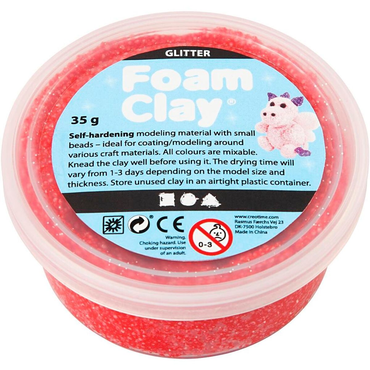 Foam Clay®, rød, glitter, 35g