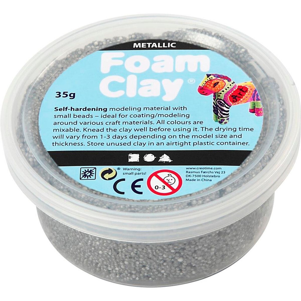 Foam Clay, sølv, glitter, 35 g