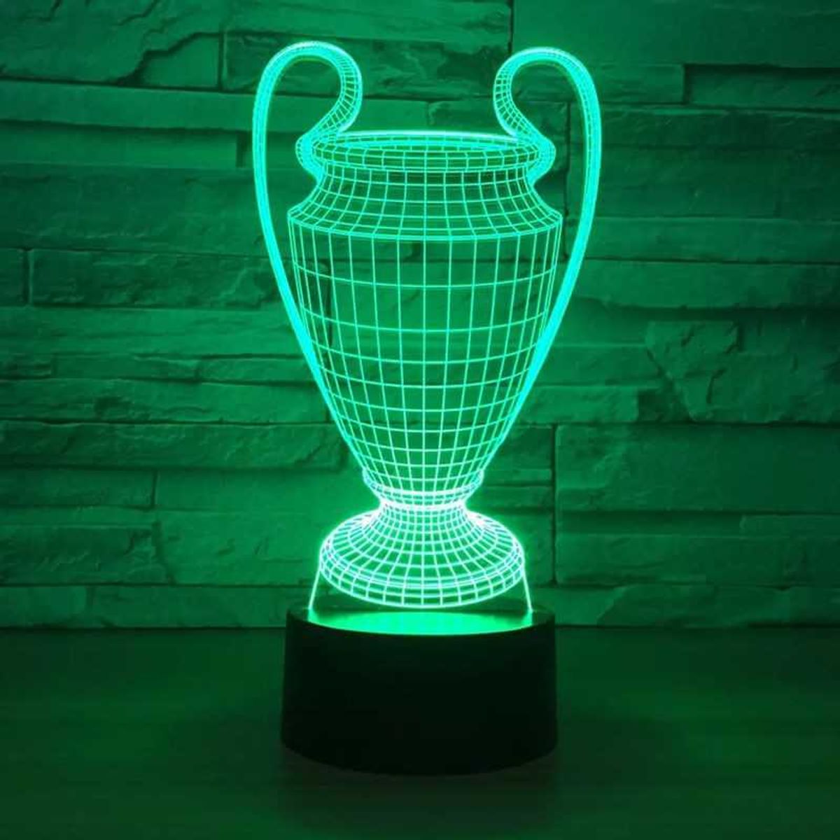 Fodbold lampe med pokal 3D - Lyser i 7 farver