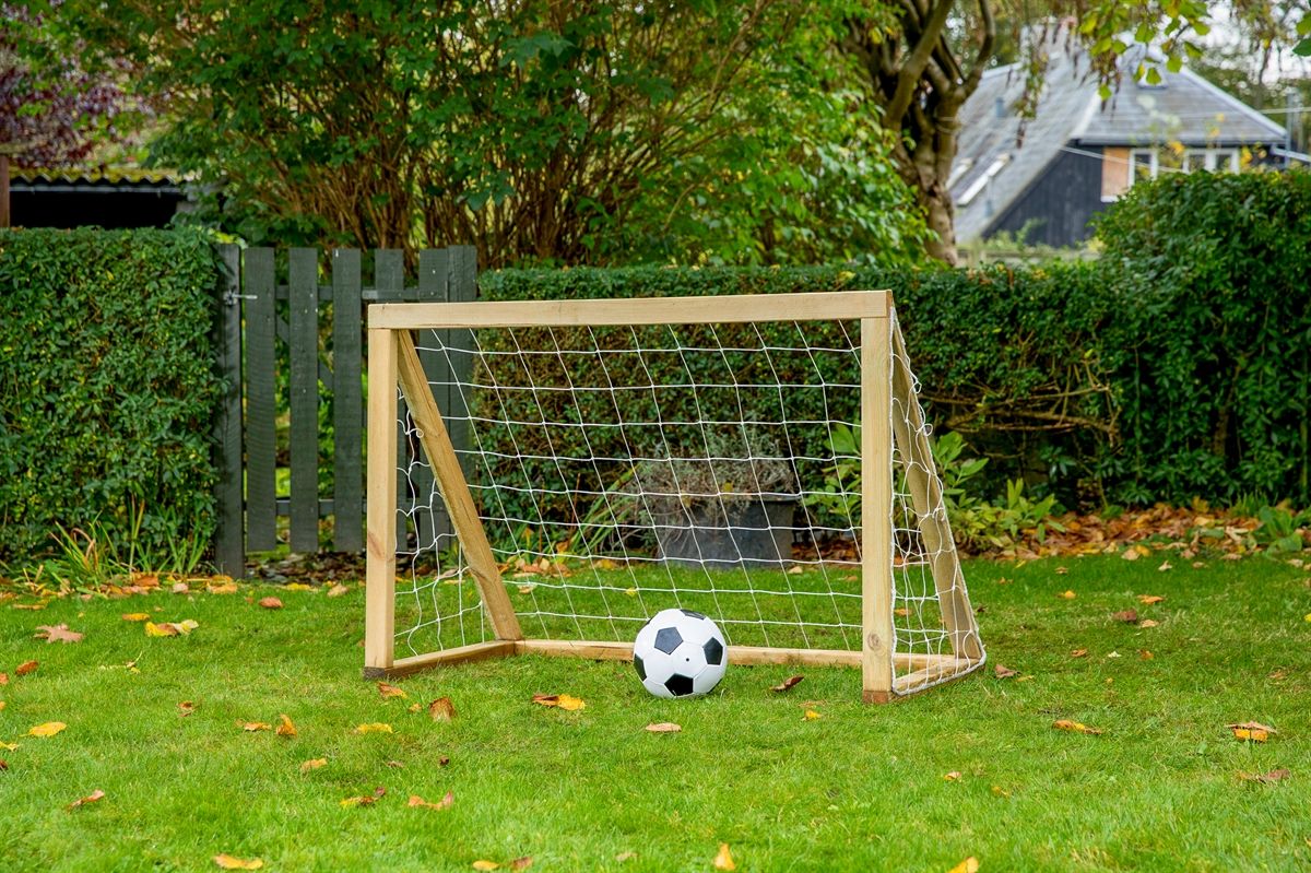 Fodboldmål i TRÆ - 125 cm x 100 cm med net - KRAFTIG KVALITET - HURTIG LEVERING