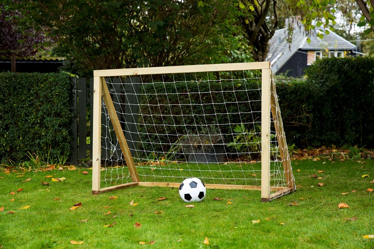 Fodboldmål i TRÆ - 150 cm x 120 cm med net - KRAFTIG KVALITET - HURTIG LEVERING