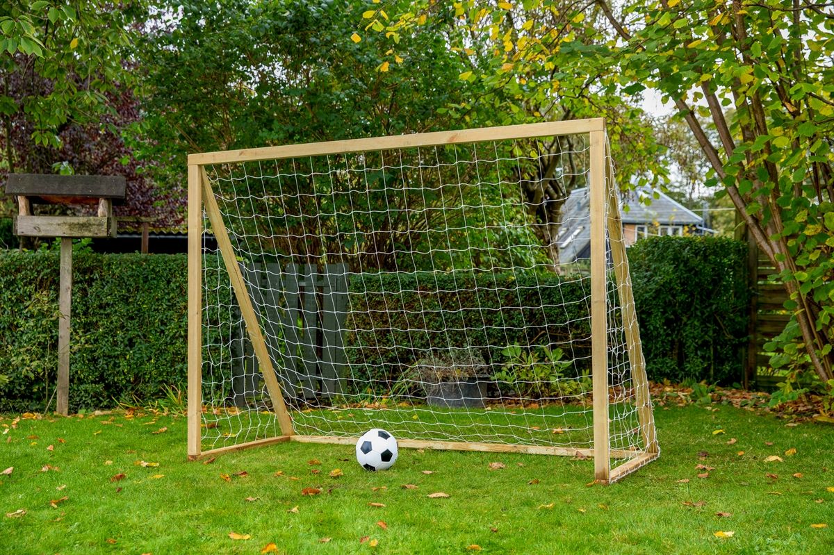 Fodboldmål i TRÆ - 200 cm x 160 cm med net - KRAFTIG KVALITET - HURTIG LEVERING