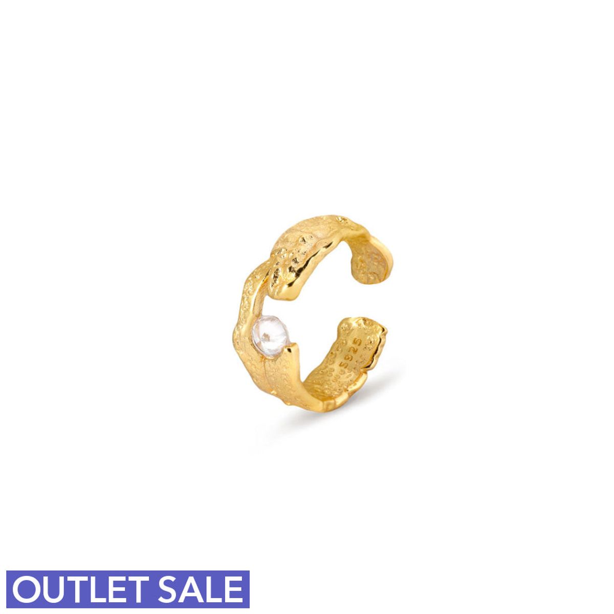 #FoilyStoned fingerring / Cuff - onesize - regulerbar størrelse - 18 karat forgyldt Sterling sølv - OUTLET