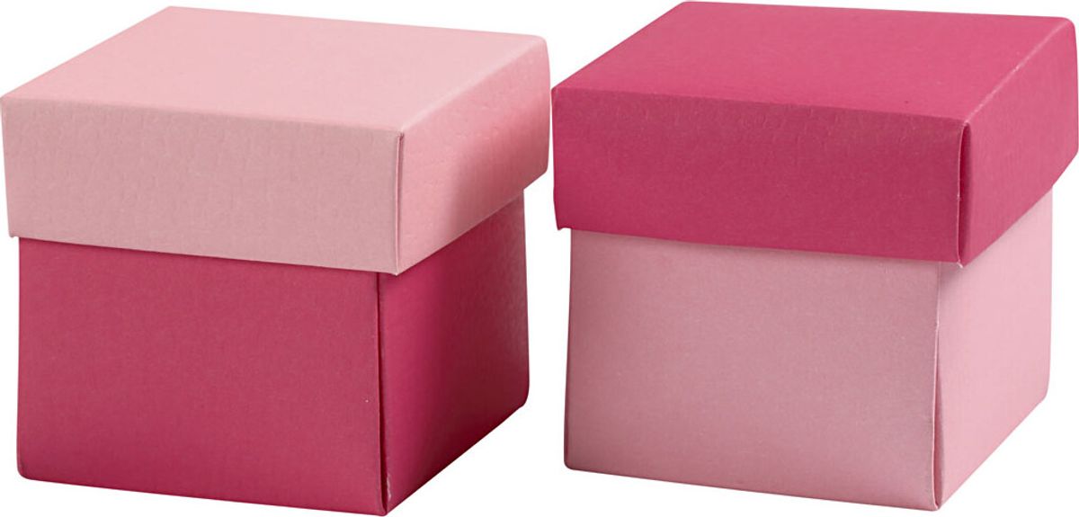 Fold-selv-æske - Str. 5,5x5,5 Cm - 250 G - Rosa/pink - 10 Stk.