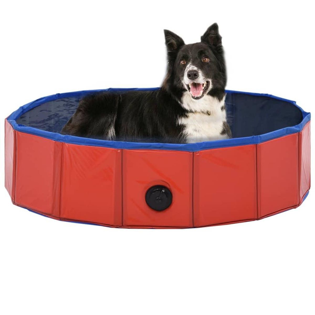 Foldbart hundebassin 80 x 20 cm PVC rød