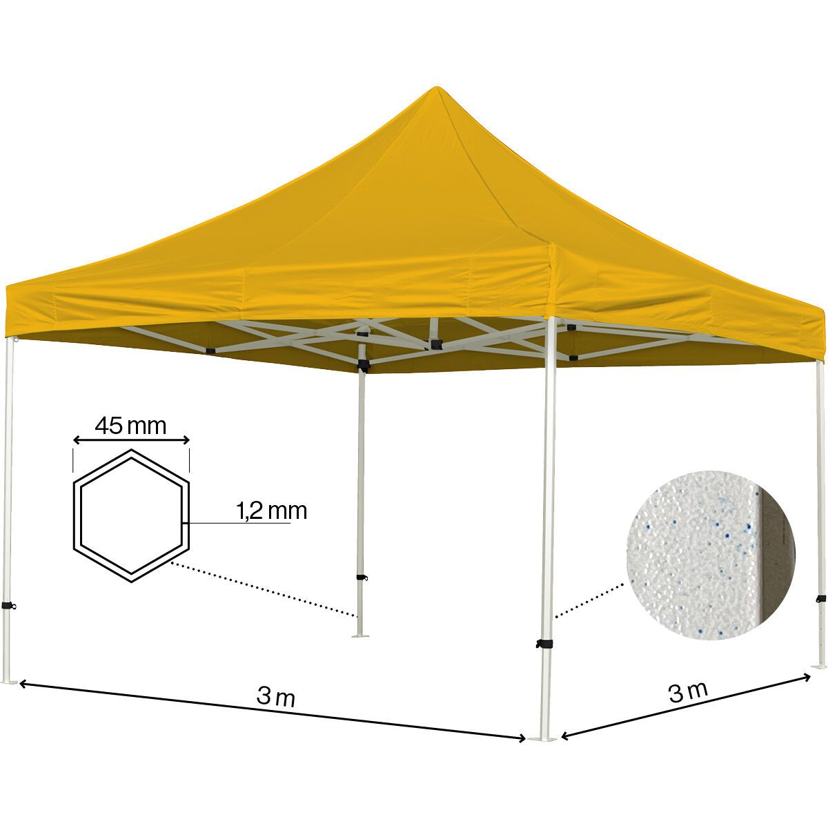 Foldetelt Komplet 3x3m Economy - Gul