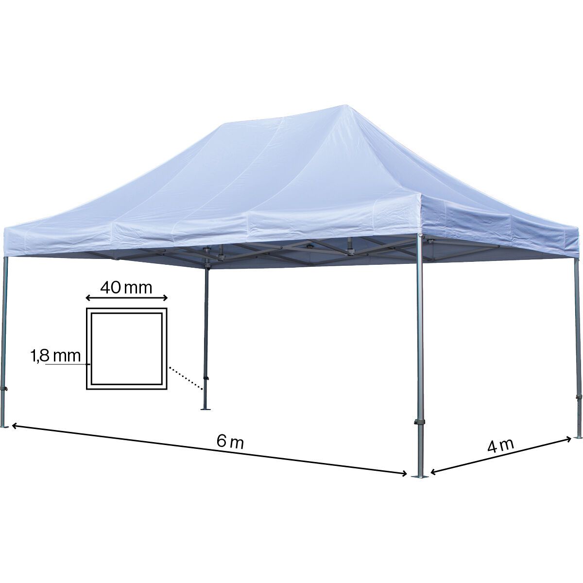 Foldetelt Komplet 4x6m Premium Plus - Hvid