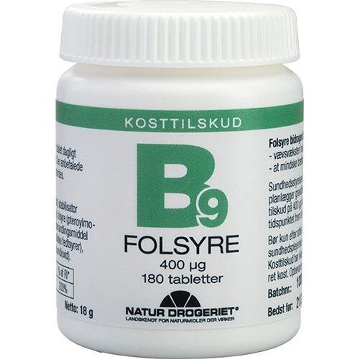 Folsyre Økonomikøb 400 µg, 180tab.