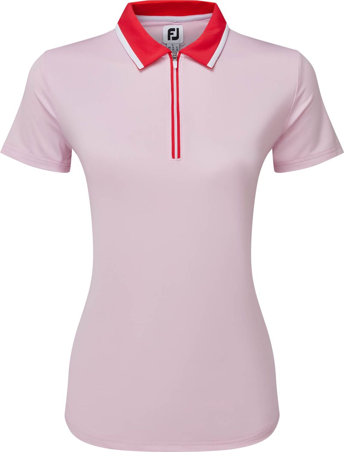 Footjoy Colour Block Cap Sleeve Dame Poloshirt - Pink/Red - Str. L