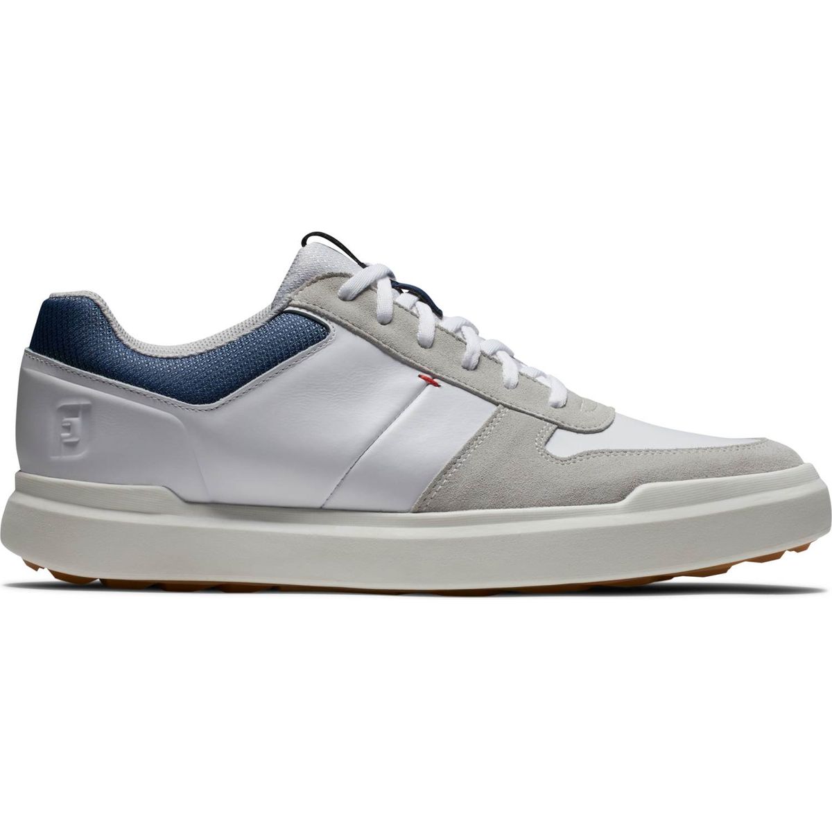 Footjoy Contour Casual (2024) Vandtætte Herre Golfsko Uden Spikes - White/Navy/Grey - Str. 40 Normal