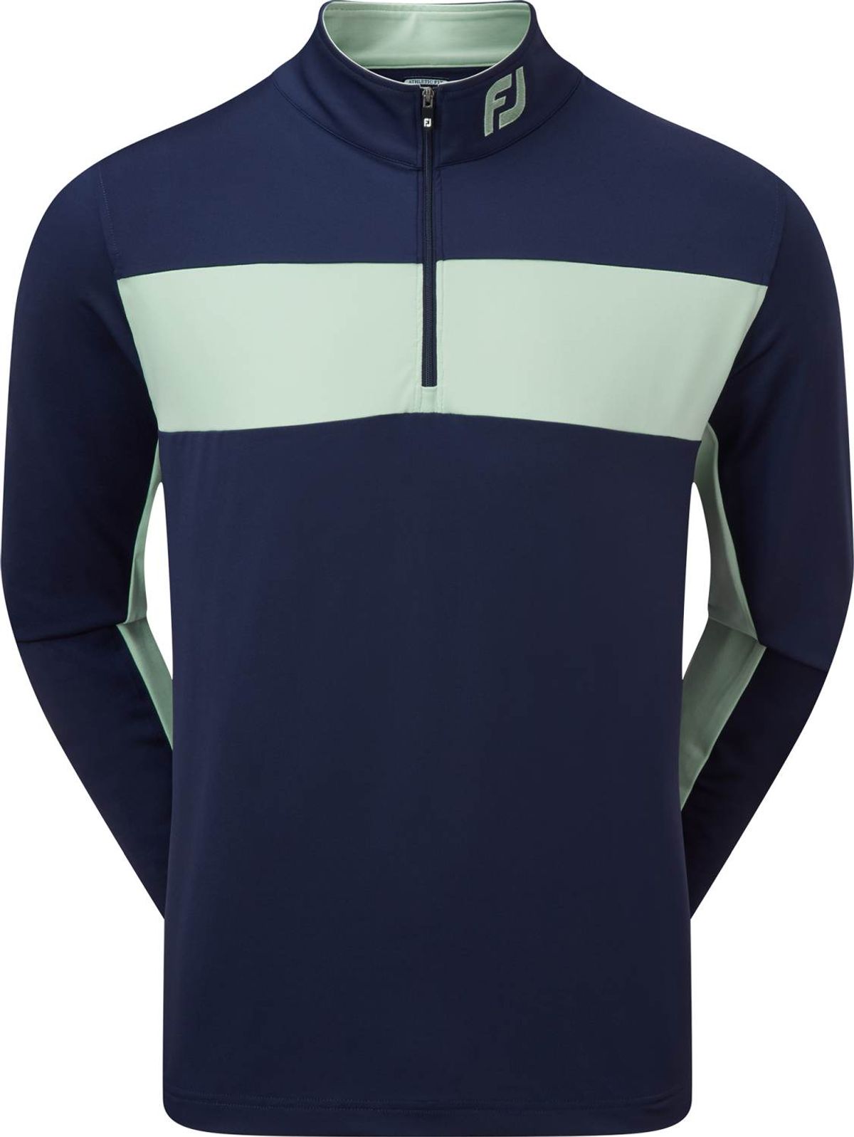 Footjoy Engineered Chest Stripe Chill Out Herre Pullover - Navy And Sage - Str. L