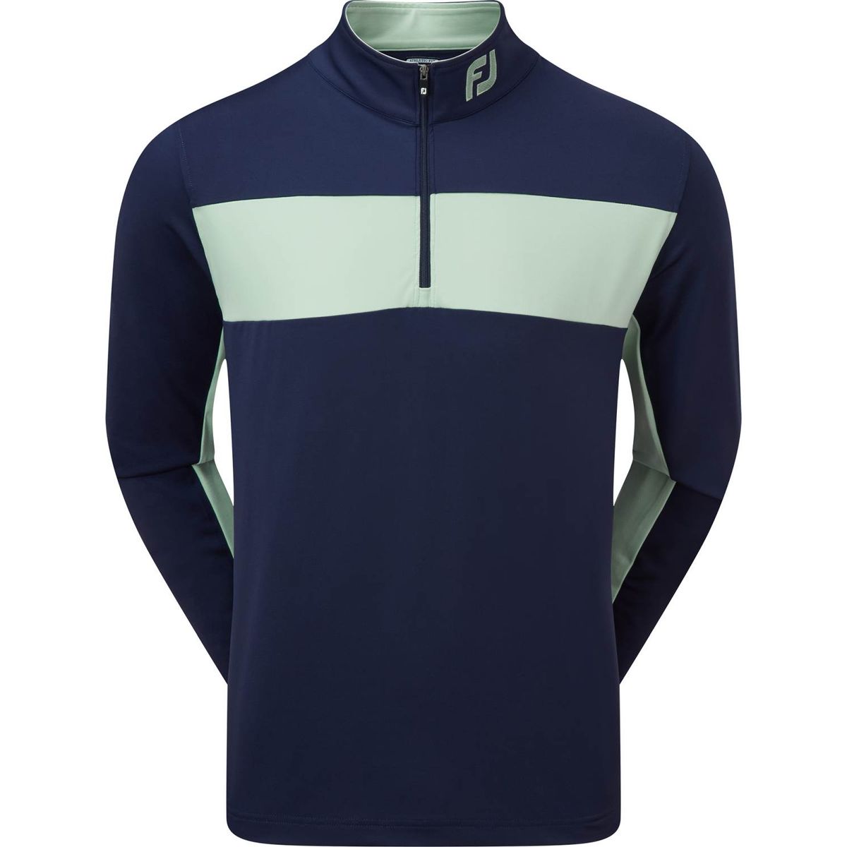 Footjoy Engineered Chest Stripe Chill Out Herre Pullover - Navy And Sage - Str. XL