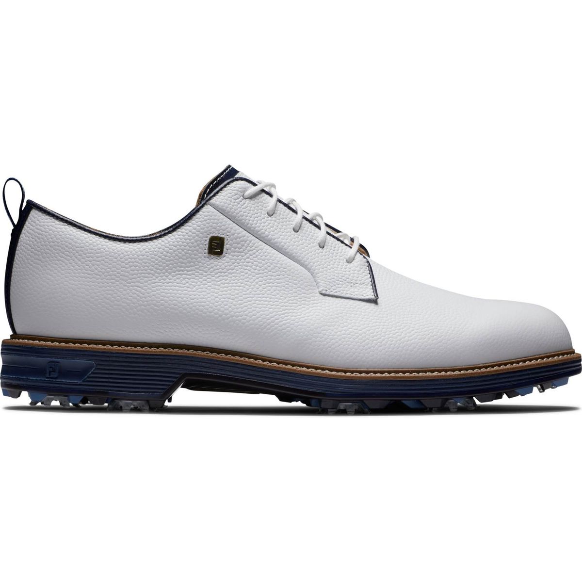 Footjoy Field Premiere Series (2024) Vandtætte Herre Golfsko Med Spikes - White/Navy - Str. 40 1/2 Bred