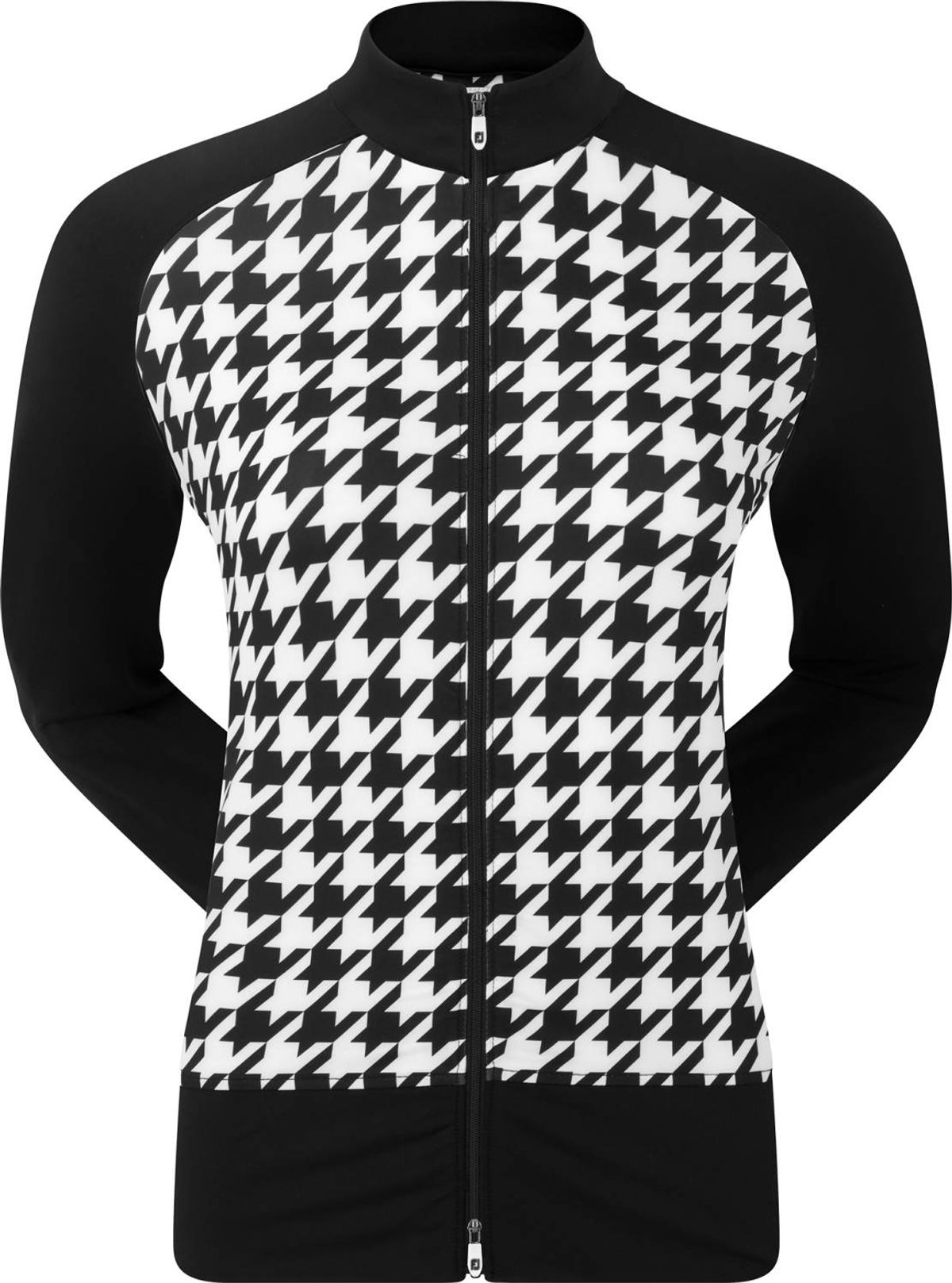 Footjoy Full-Zip Houndstooth Midlayer Dame Cardigan - Blk/Wht - Str. L