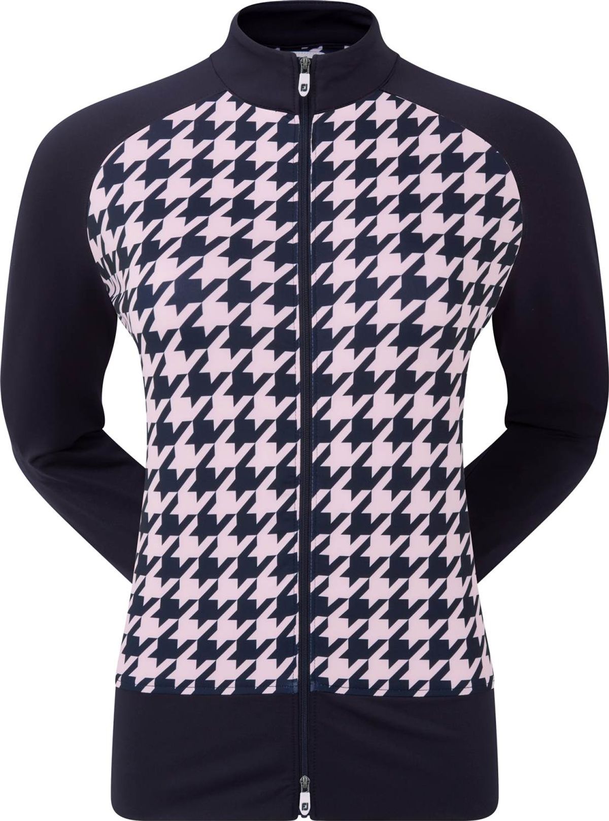 Footjoy Full-Zip Houndstooth Midlayer Dame Cardigan - Navy/Pink - Str. M