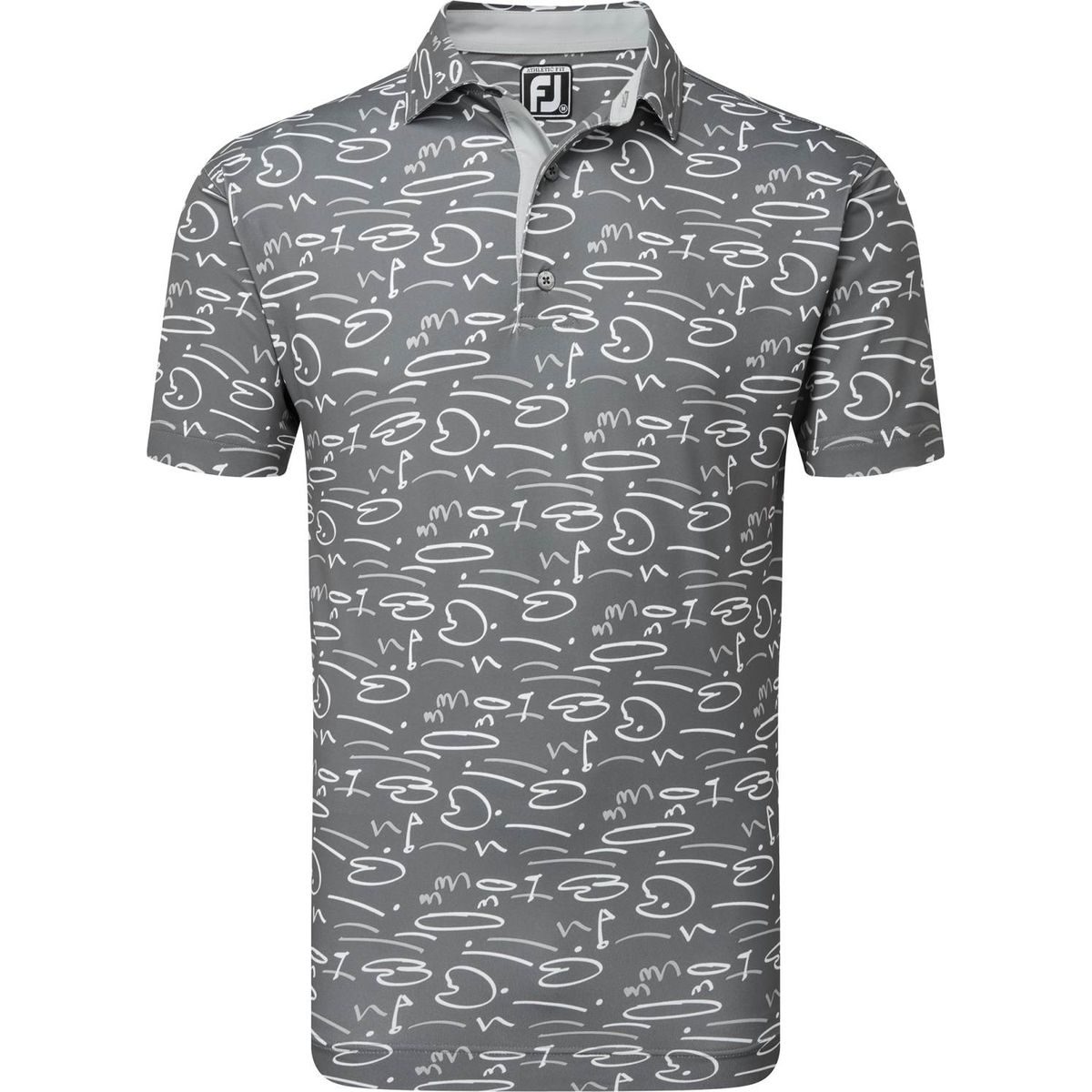 Footjoy Golf Course Doodle Herre Poloshirt - Gravel - Str. XXL