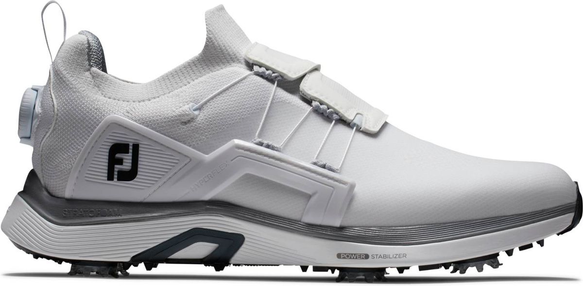 Footjoy HyperFlex (2023) BOA Vandtætte Herre Golfsko Med Spikes - White/White/Black Boa - Str. 39 Normal