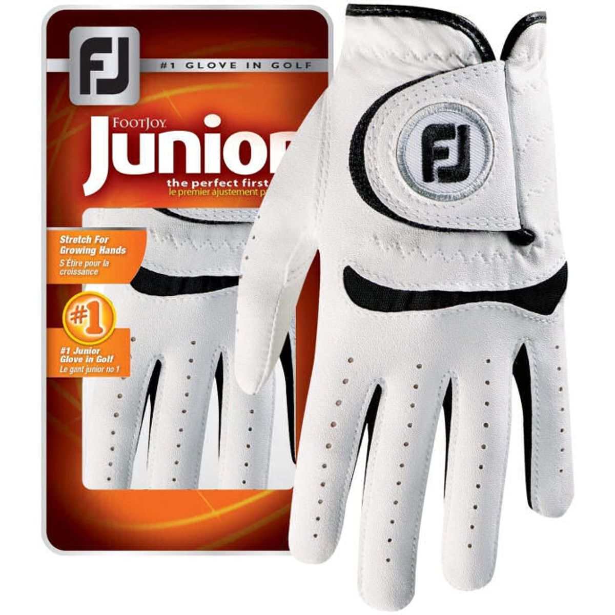 Footjoy junior #1 glove in golf right large white/black