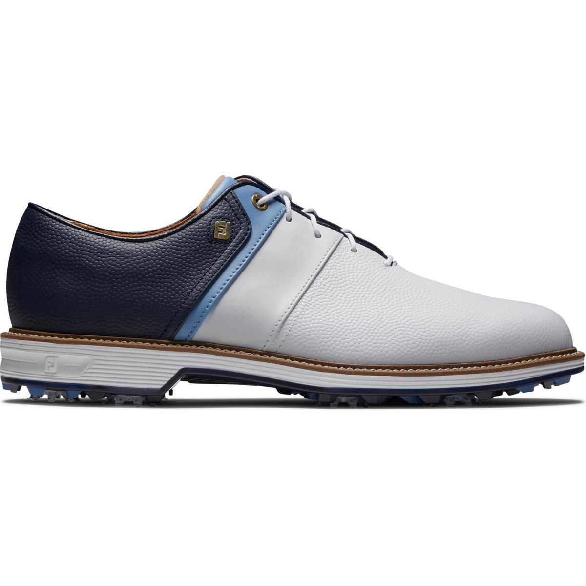 Footjoy Premiere Packard Vandtætte Herre Golfsko Med Spikes - White/Blue/Navy - Str. 39 Normal