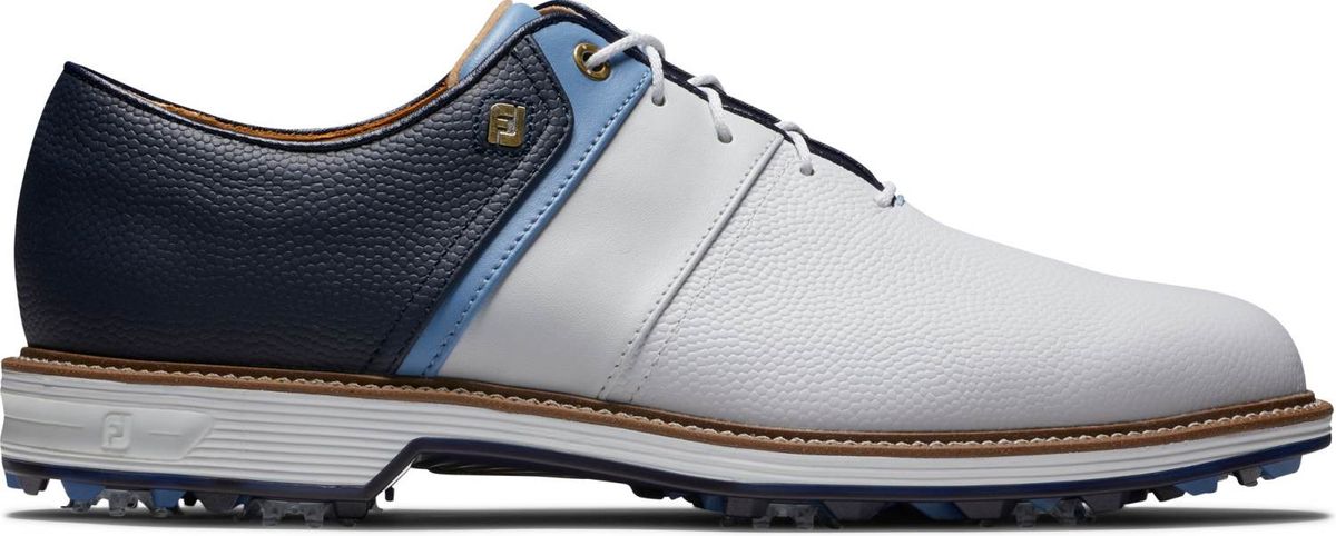 Footjoy Premiere Packard Vandtætte Herre Golfsko Med Spikes - White/Blue/Navy - Str. 41 Normal