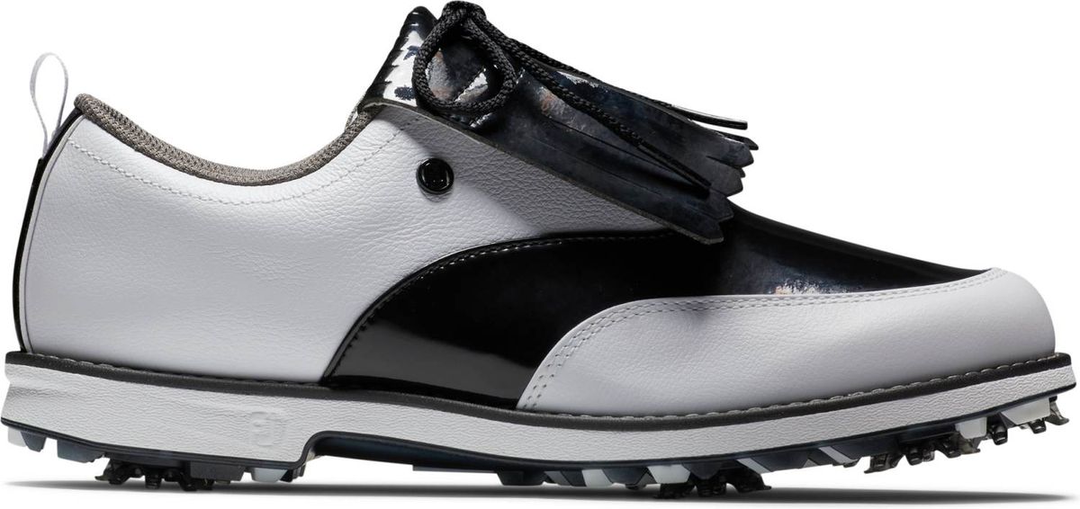 Footjoy Premiere Series (2023) Vandtætte Dame Golfsko Med Spikes - White/Black Patent/White - Str. 37 Normal