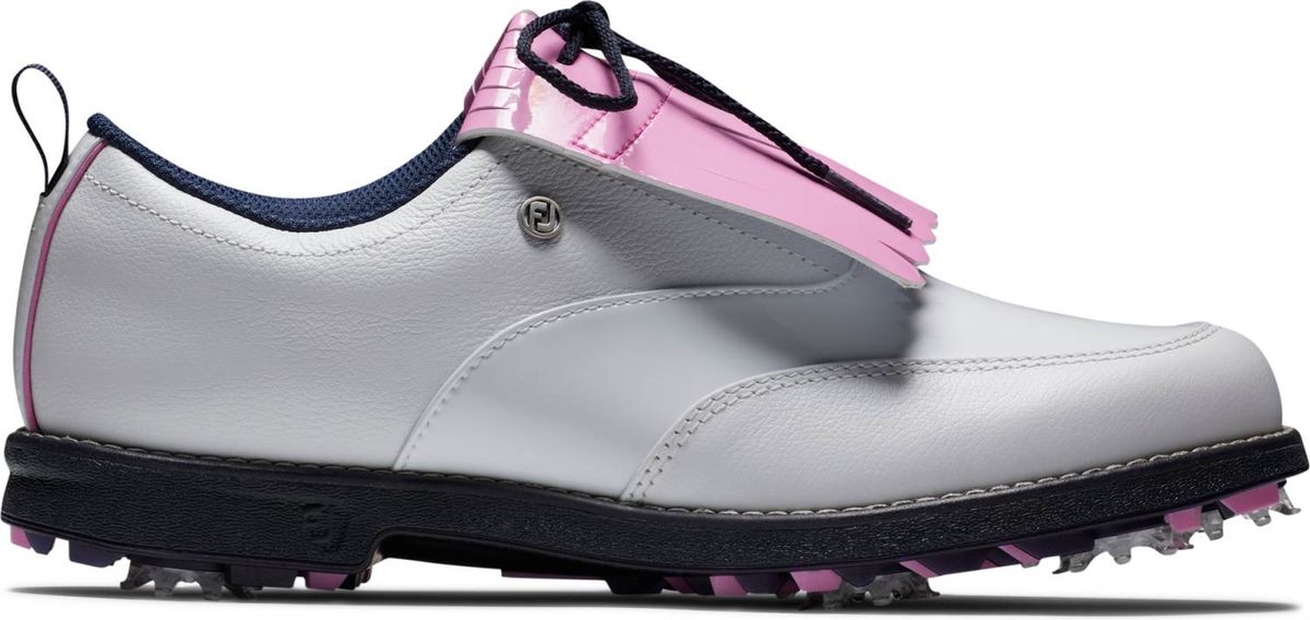 Footjoy Premiere Series (2023) Vandtætte Dame Golfsko Med Spikes - White/White/Pink - Str. 38 1/2 Normal