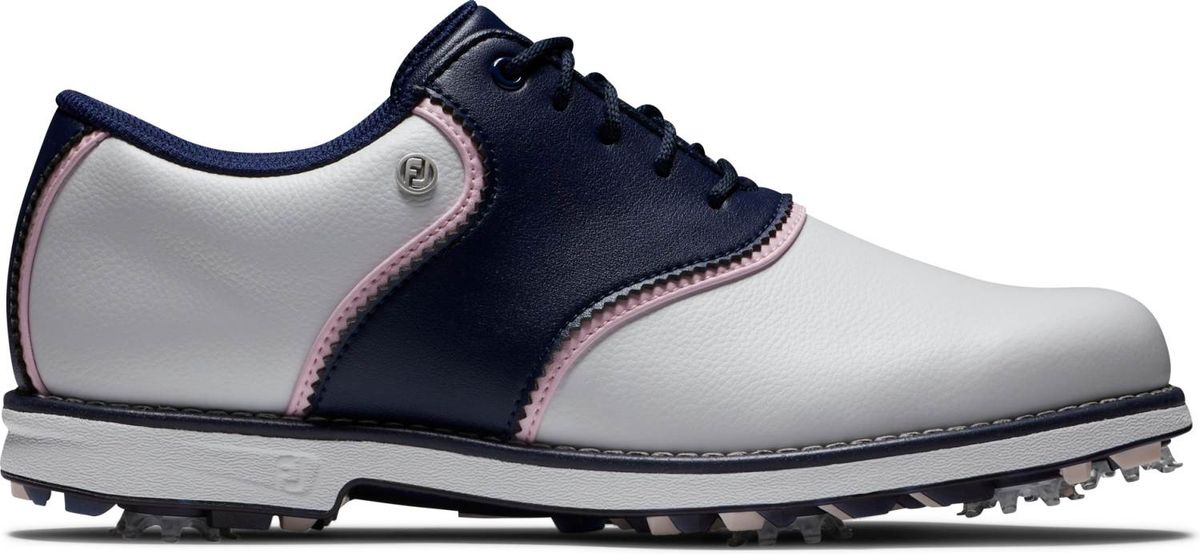 Footjoy Premiere Series (2024) Vandtætte Dame Golfsko Med Spikes - White/Navy/Pink - Str. 37 Normal