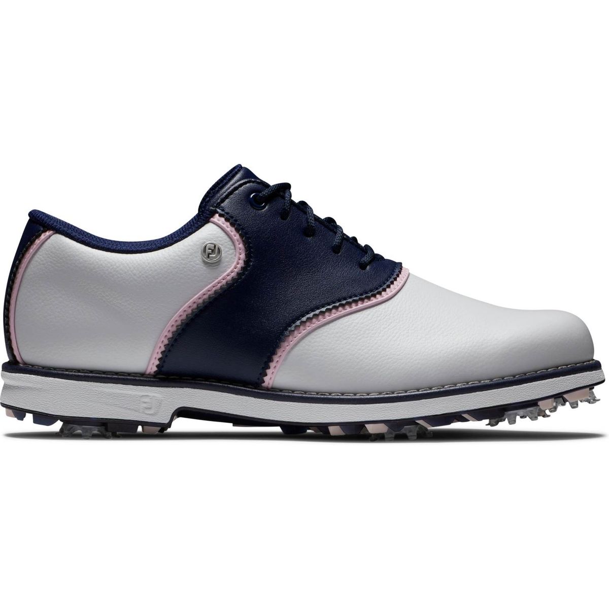 Footjoy Premiere Series (2024) Vandtætte Dame Golfsko Med Spikes - White/Navy/Pink - Str. 38 Normal