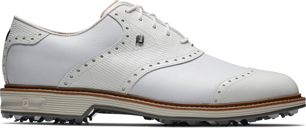 Footjoy Premiere Series Wilcox Vandtætte Herre Golfsko Med Spikes - White/White/Light Grey - Str. 40 1/2 Bred