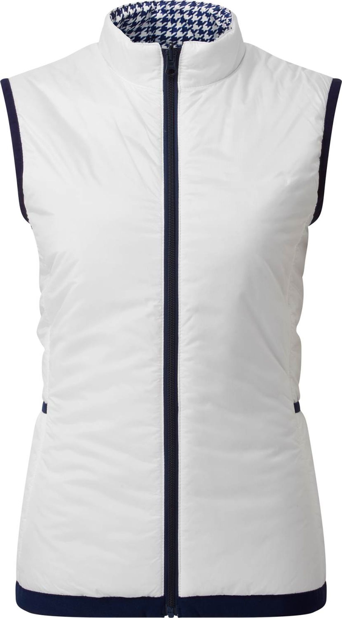 Footjoy Reversible Insulated Dame Vest - White And Navy Houndstooth - Str. M