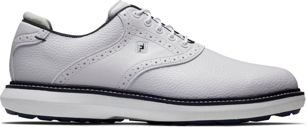 Footjoy Traditions Vandtætte Herre Golfsko Uden Spikes - White/White/Navy - Str. 40 1/2 Normal